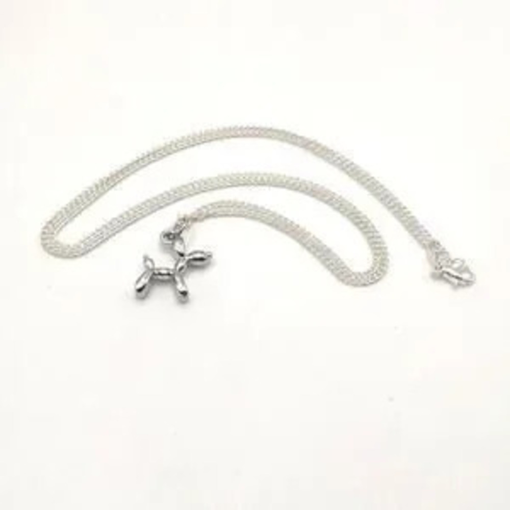 925 Silver Necklace w/ Balloon Animal Dog Pendant Anniversary Birthday Gift NEW